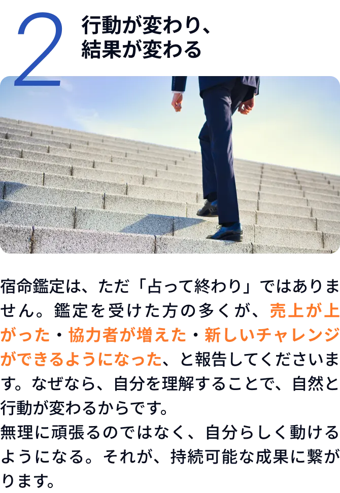 行動が変わり、結果が変わる
